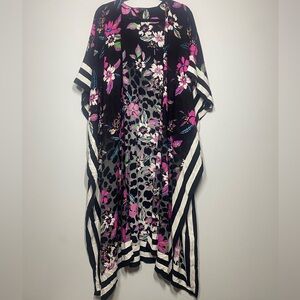 Multicolor Floral Open Front Kimono